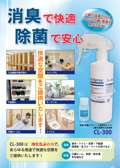 CL-300　除菌・消臭スプレー（2液混合タイプ）二酸化塩素水溶液。ウイルス有効性試験実施済 - Art・Value